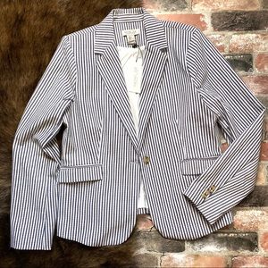 NEW Rachel Zoe stretch pinstripe jacket White Blue